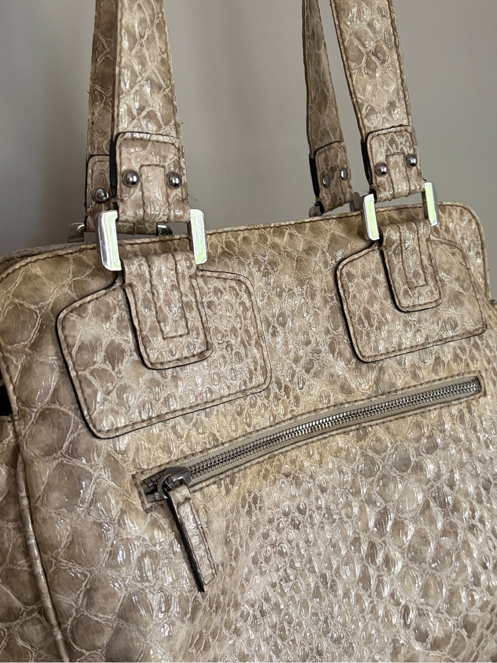 Y2K Guess cream faux croc leather large tote purse - Picture 9 of 16